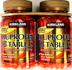 Kirkland Signature Ibuprofen IB Tablets 200Mg NSAID Pain/Fever 500 Caplets Each