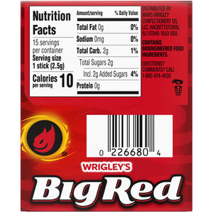 Wrigley'S Big Red Cinnamon Chewing Gum, Single Pack - 15 Stick