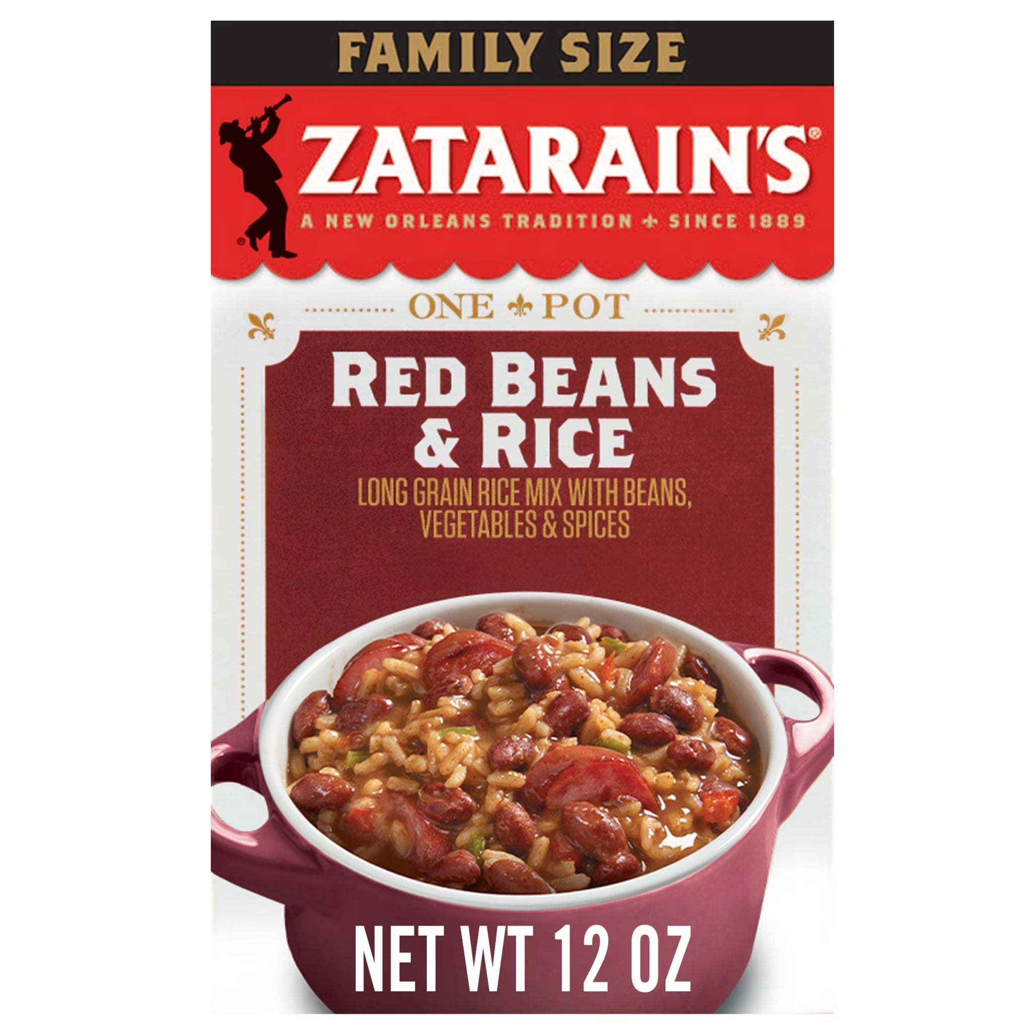 Zatarain'S 12.0 oz Red Beans & Rice No Artificial Flavors Family Size Red Beans & Rice, 12.0 Oz Box
