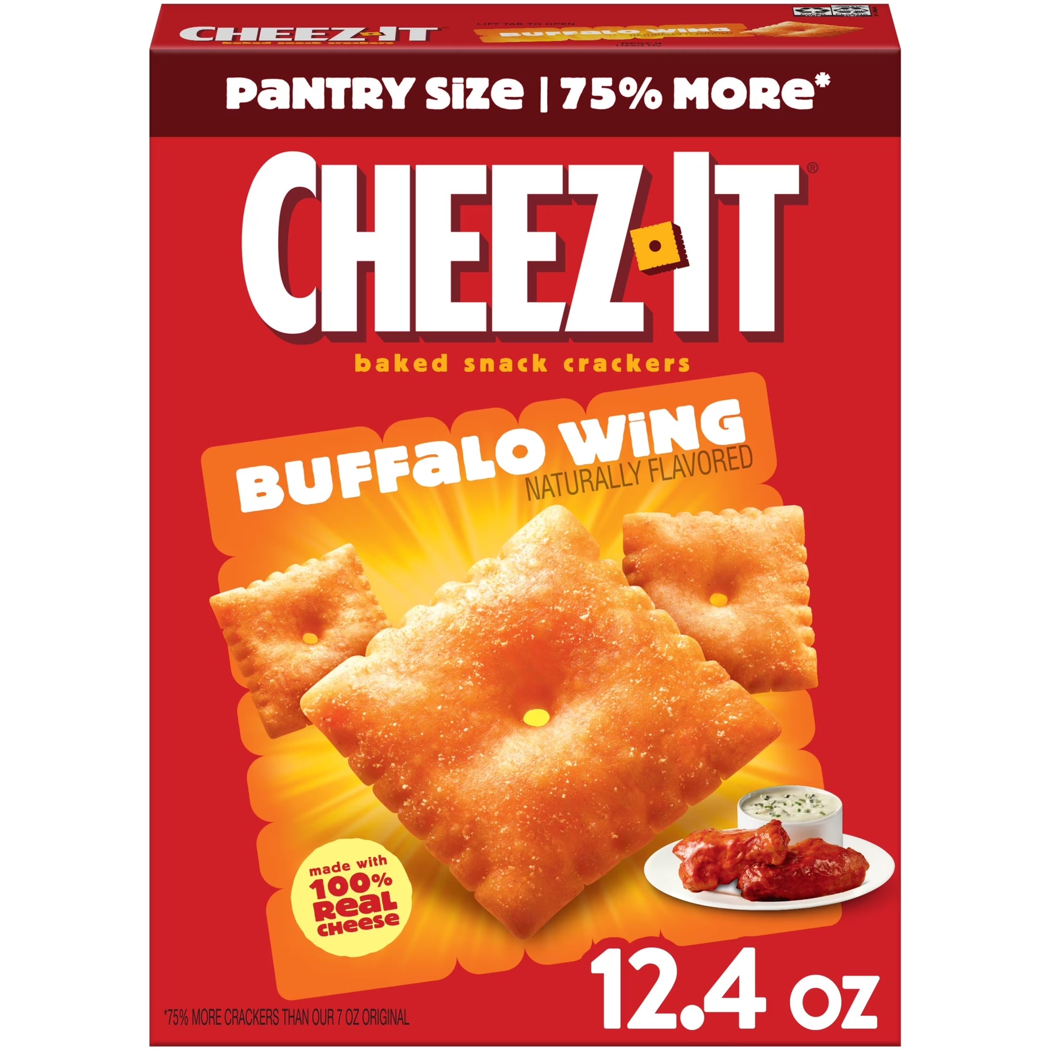 Cheez-It 12.4 Oz Buffalo Wing Cheese Crackers, Baked Snack Crackers, 12.4 Oz