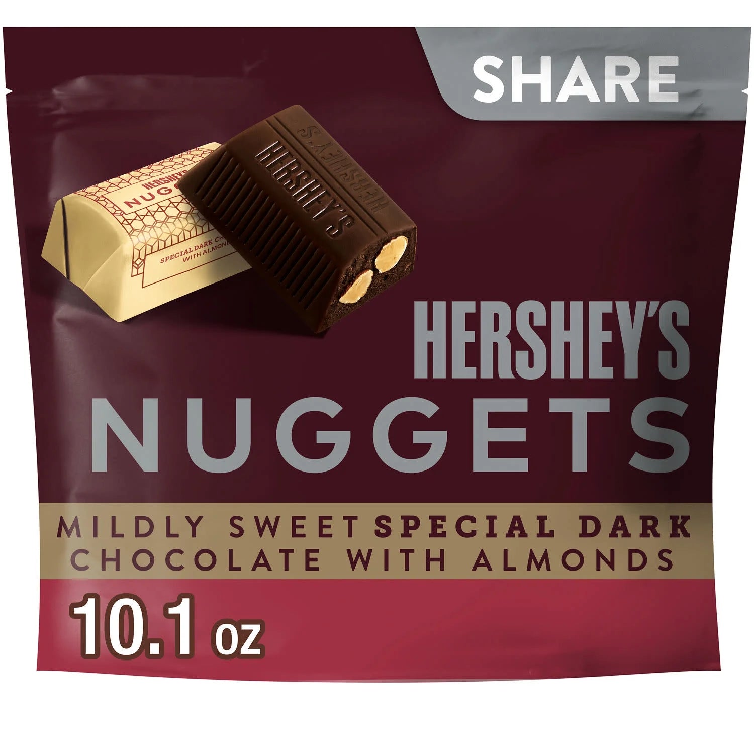 Hershey'S Nuggets SPECIAL DARK Chocolate with Almonds Candy, Share Pack 10.1 Oz