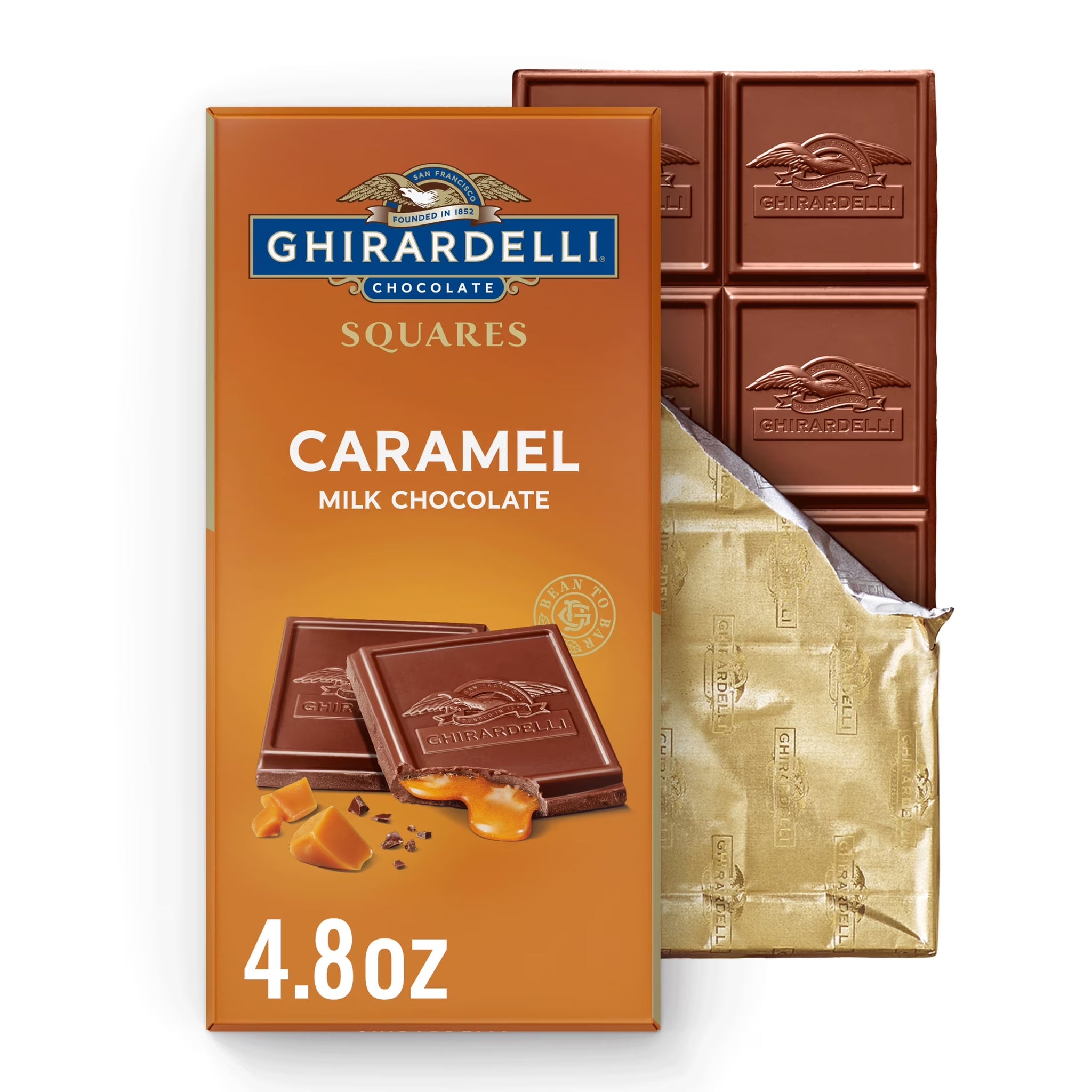 GHIRARDELLI Caramel Milk Chocolate Candy SQUARES Bar, 4.8 Oz Bar