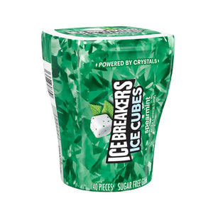 Ice Breakers Ice Cubes Spearmint Flavored Sugar Free Chewing Gum, Bottle 3.24 Oz, 40 Pieces