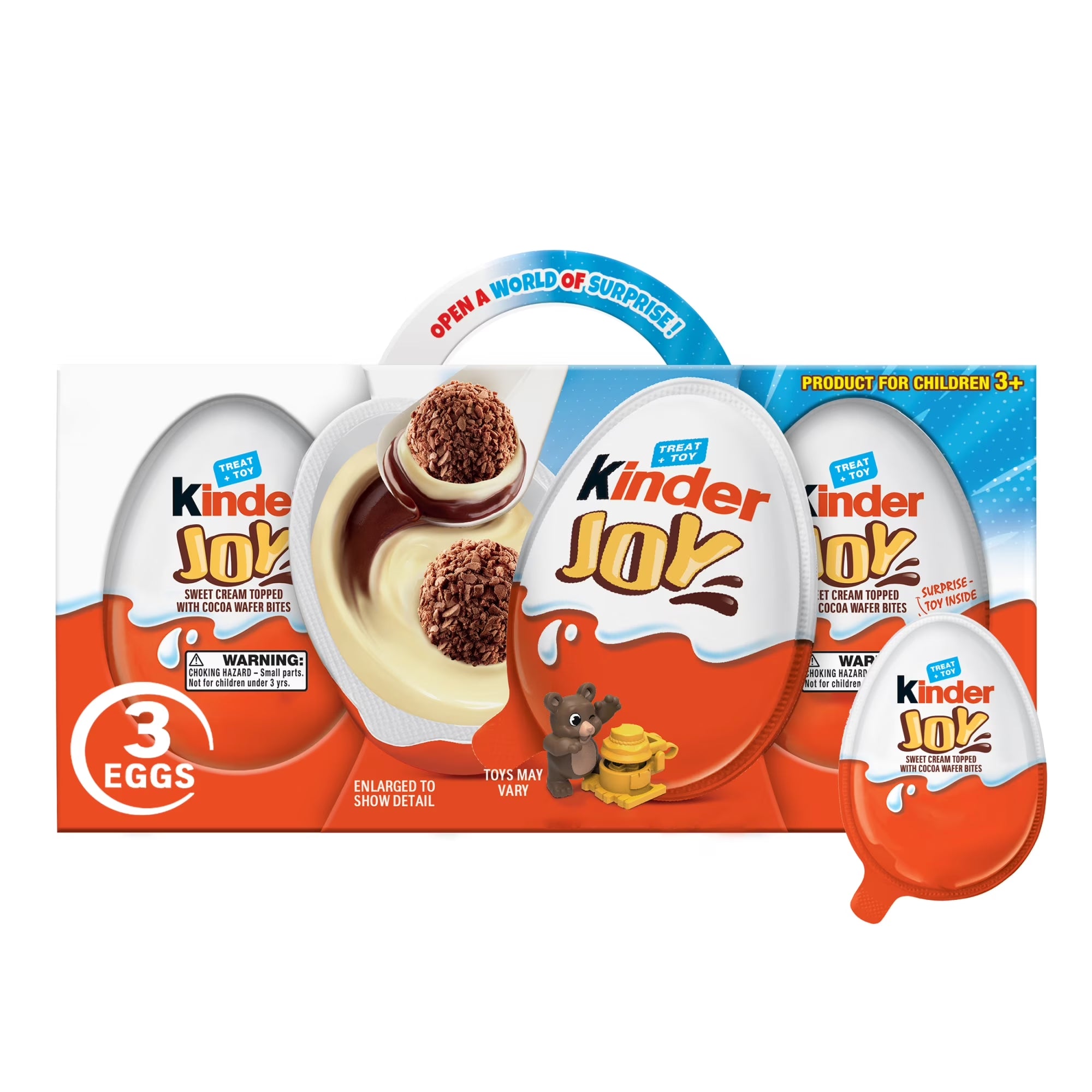 Kinder Joy Eggs, 3 Count, Treat plus Toy, Sweet Creams and Chocolatey Wafers, Individually Wrapped, 2.1 Oz