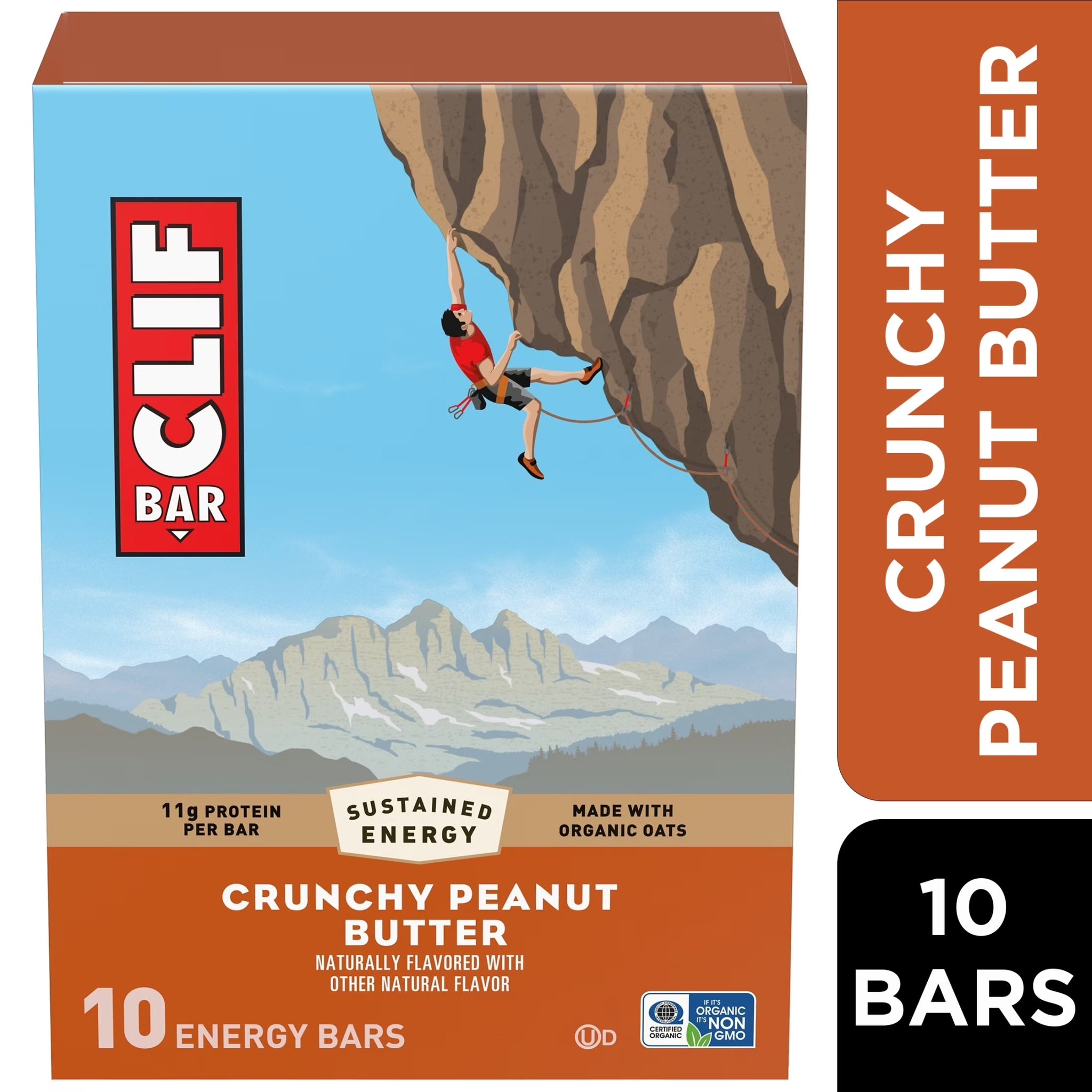 CLIF BAR 10Ct Crunchy Peanut Butter, Energy Protein Bars, Crunchy Peanut Butter, 10Ct
