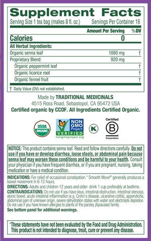 Traditional Medicinals, Organic Smooth Move Tea Bags, Peppermint, 16 Count