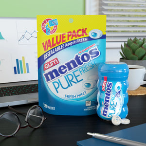 Mentos Pure  Mint Sugar Free Gum Extra Value Pack, 120 Count Bag