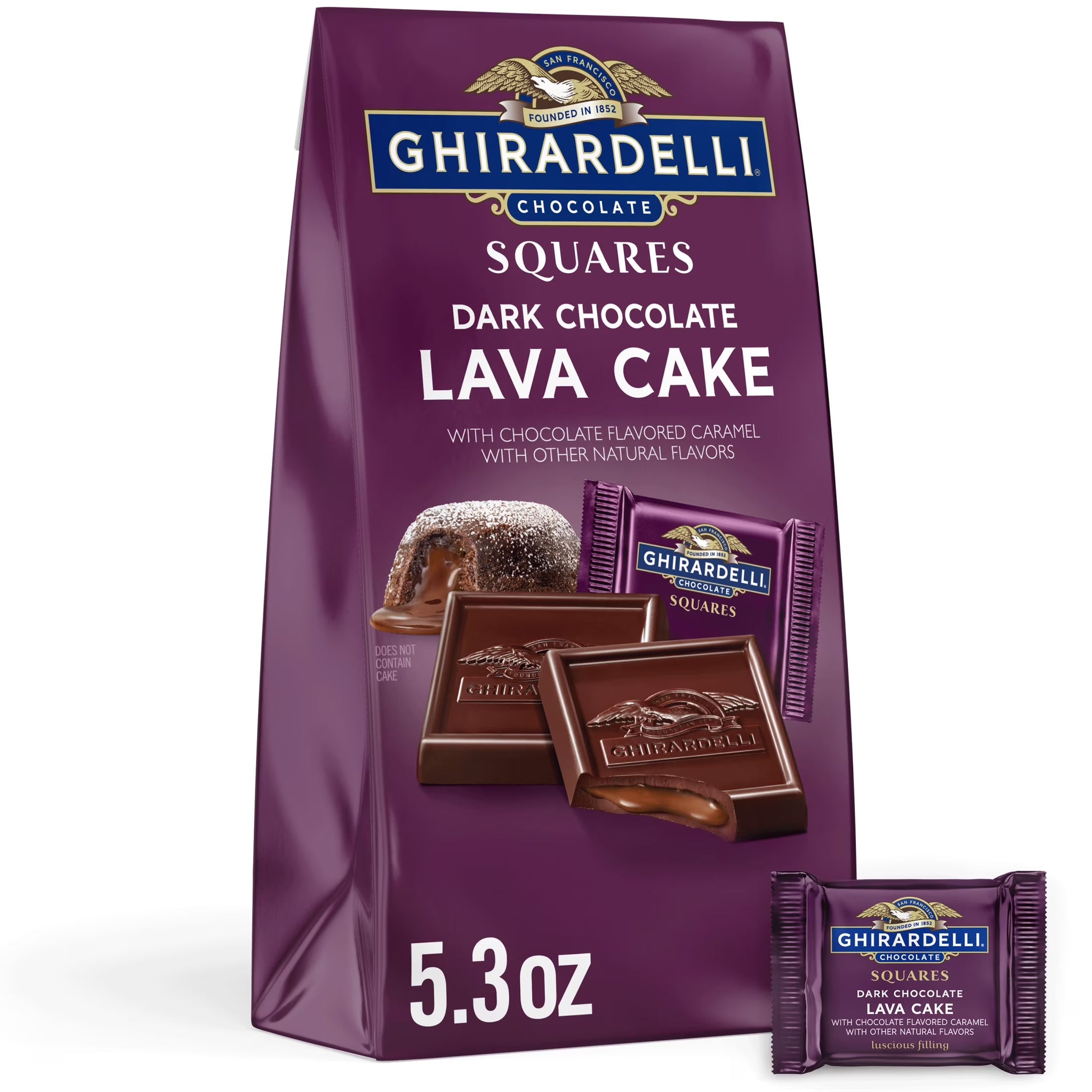 GHIRARDELLI Dark Chocolate Candy SQUARES with Lava Cake Filling, 5.3 Oz Bag