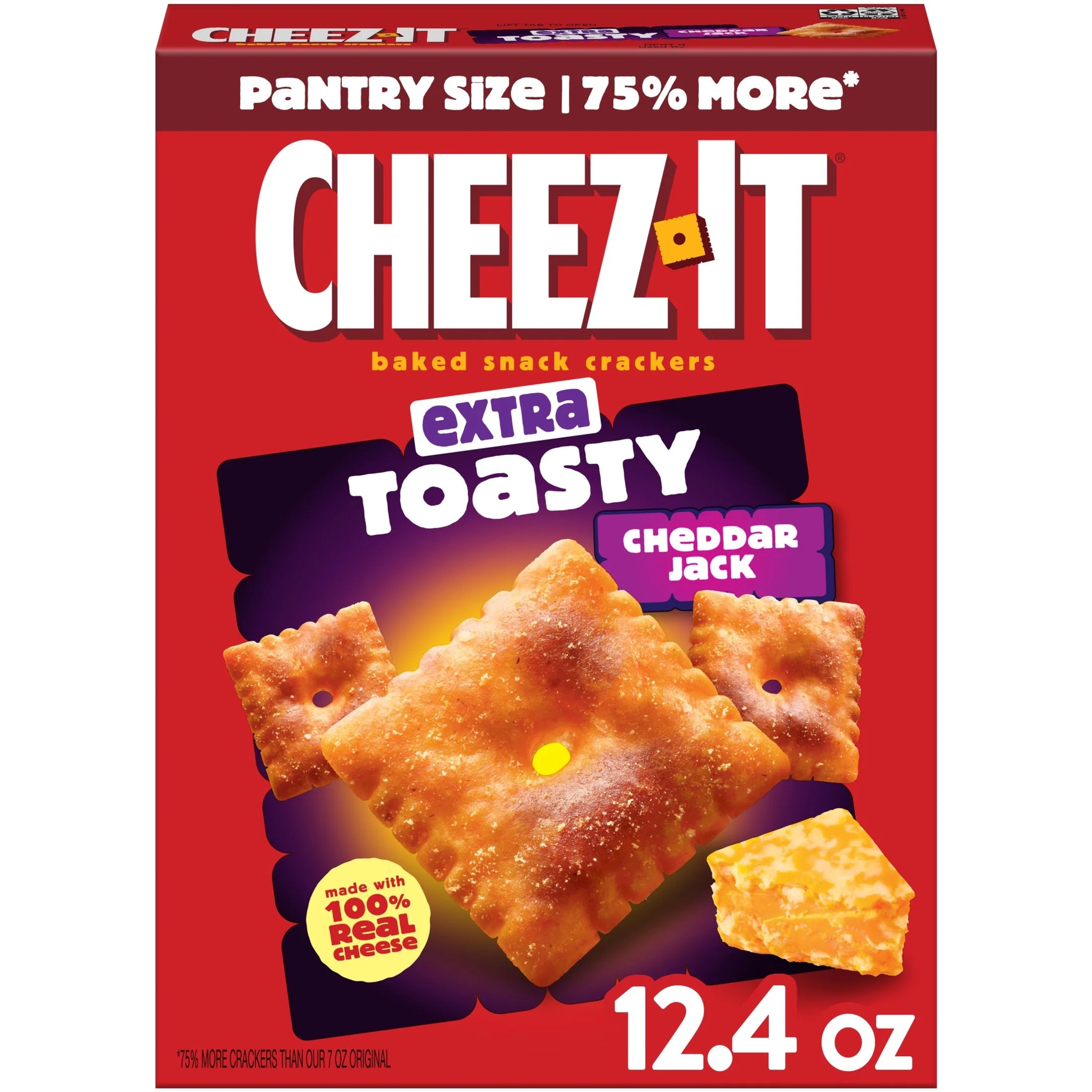 Cheez-It 12.4 Oz Extra Toasty Cheddar Jack Cheese Crackers, Baked Snack Crackers, 12.4 Oz