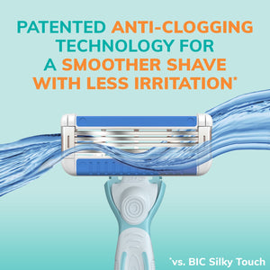BIC Easyrinse Anti-Clogging Women'S Disposable Razors with 4 Blades, 6 Count
