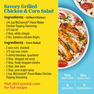 Mccormick Flavor Maker Chicken Topping Seasoning, 3.12 Oz Bottle