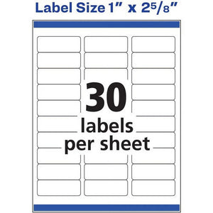 Avery Easy Peel Address Labels - Sure Feed Technology 1" Height X 2.63" Width - Rectangle - Laser, Inkjet - White - Paper - 30 / Sheet - 300 Total Label(S) - 300 / Pack