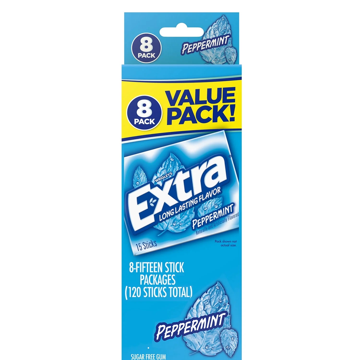 Extra Peppermint Sugar Free Gum Back to School Chewing Gum - 8 Pack