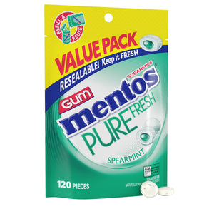 Mentos Pure  Sugar-Free Gum with Xylitol, Spearmint, Nut Free, 120 Regular Size Pieces