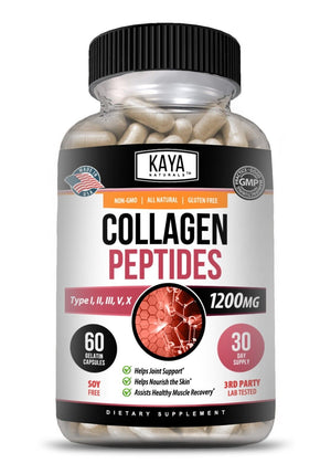 Collagen Peptides Types I, II, III, V, X 1200Mg Pills Anti-Aging Skin Capsules
