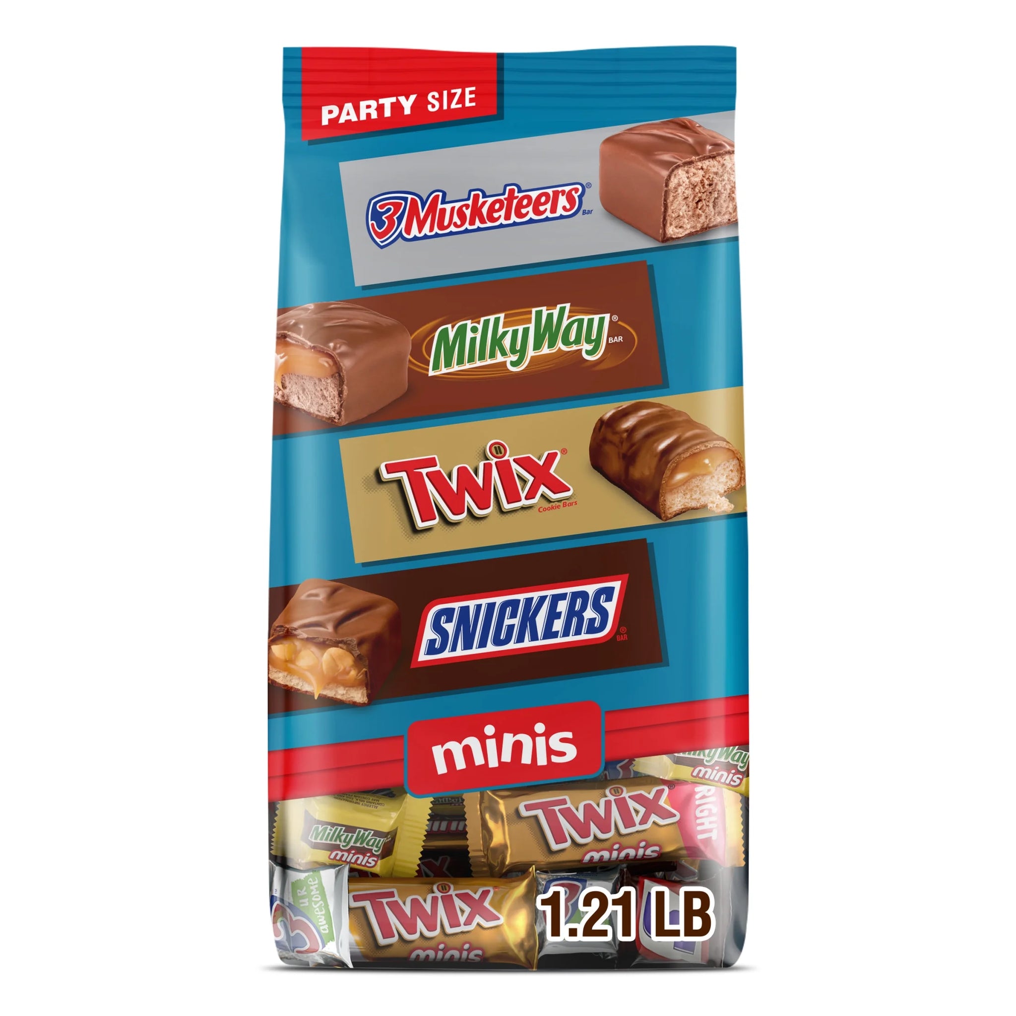 Mars Mixed Snickers, Twix, Milky Way, & 3 Musketeers Minis Chocolate Bars - 19.49 Oz Bulk Bag