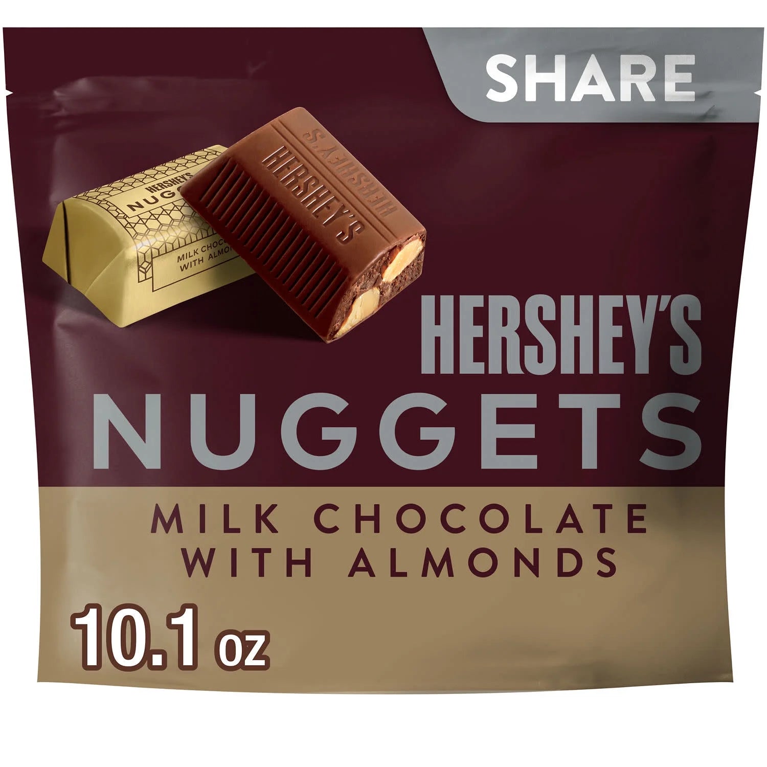 Hershey'S Nuggets Milk Chocolate with Almonds Candy, Share Pack 10.1 Oz