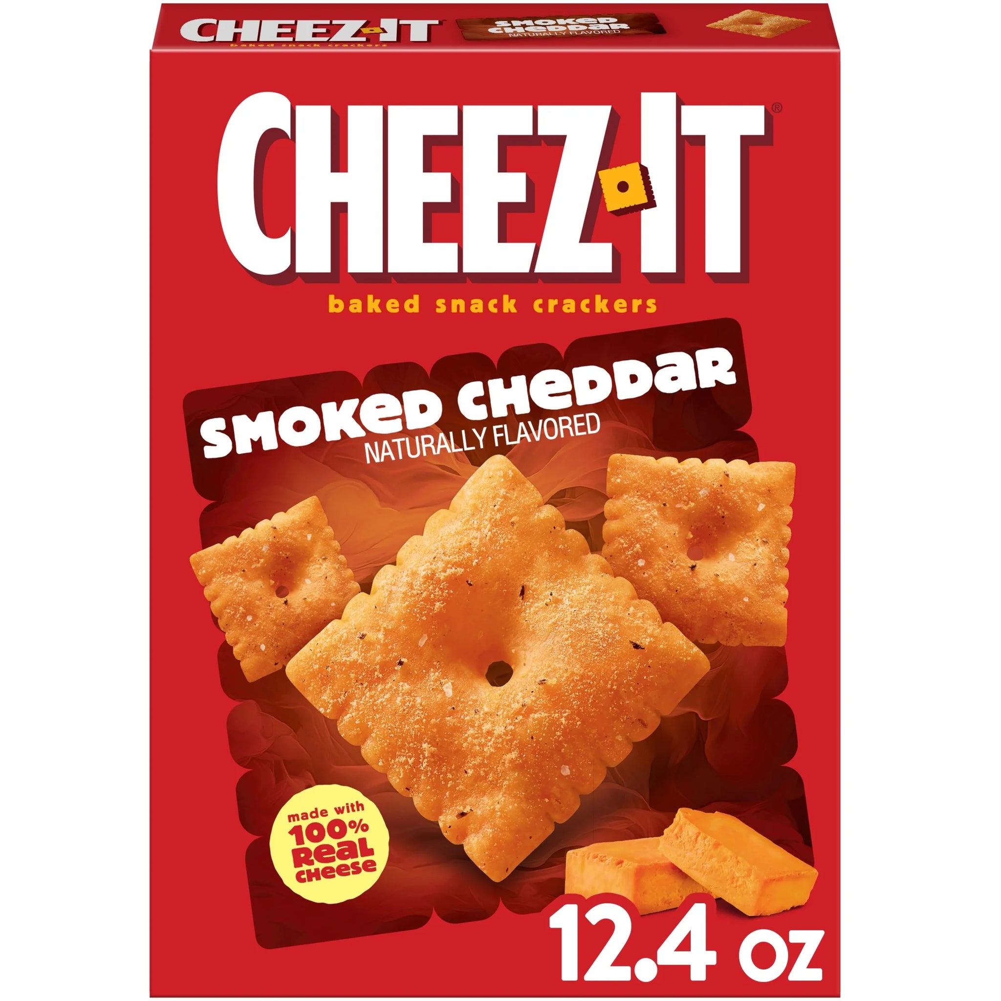 Cheez-It 12.4 Oz Smoked Cheddar Baked Snack Crackers, Lunch Snacks, 12.4 Oz