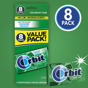 Orbit Spearmint Sugar Free Chewing Gum Bulk Pack- 14 Piece (Pack of 8 - 112 Total Pieces)