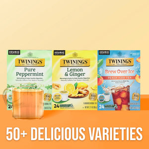 Twinings Lemon & Ginger K-Cup® Pods for Keurig, Caffeine Free Herbal Tea, 24 Count