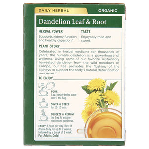 Traditional Medicinals Organic Dandelion Leaf & Root Herbal Supplement, 16 Count, .99 Oz