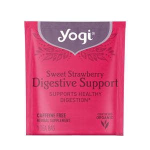 Yogi Tea Sweet Strawberry Digestive Support, Organic Herbal Tea Bags, 16 Count