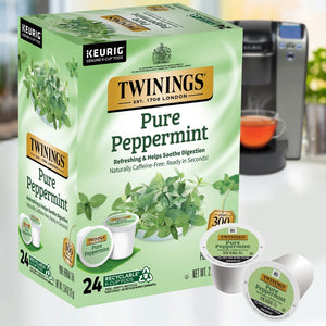 Twinings Pure Peppermint K-Cup® Pods for Keurig, Caffeine Free Herbal Tea, 24 Count