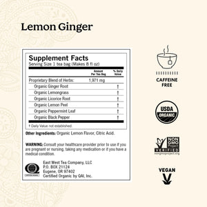 Yogi Tea Lemon Ginger, Caffeine-Free Organic Herbal Tea Bags, 16 Count