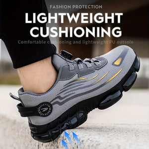 Men Safety Toe Work Shoes Rotating Buckle Breathable Non-Slip Steel Toe Sneakers
