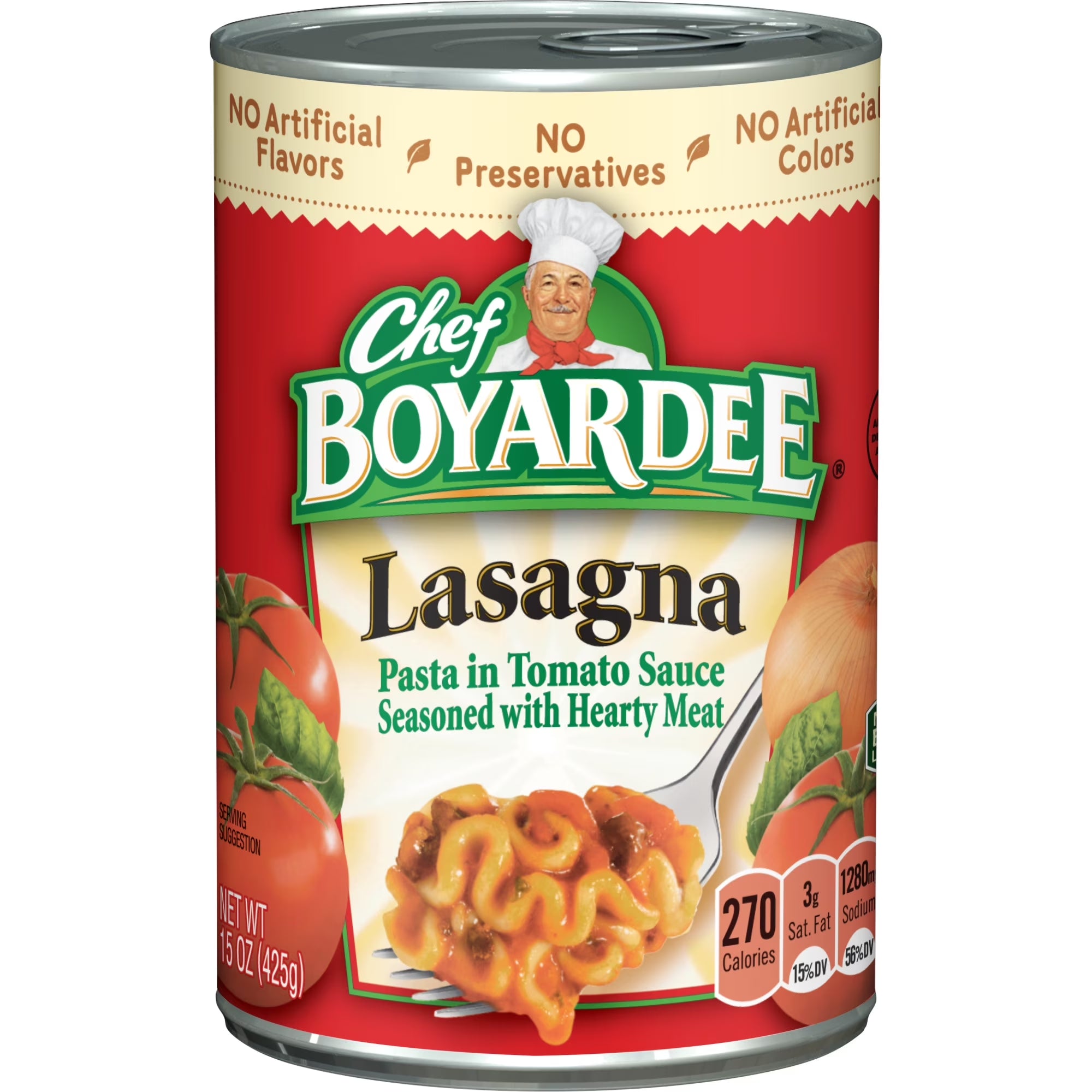 Chef Boyardee 15 Oz Lasagna in Tomato Sauce Seasoned with Meat, Ready-To-Eat Meal, 15 Oz. Can