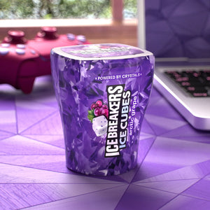 Ice Breakers Ice Cubes Arctic Grape Flavored Sugar Free Chewing Gum, Bottle 3.24 Oz, 40 Pieces