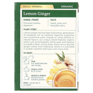 Traditional Medicinal Lemon Ginger, Caffeine-Free Tea Bags, 16 Count