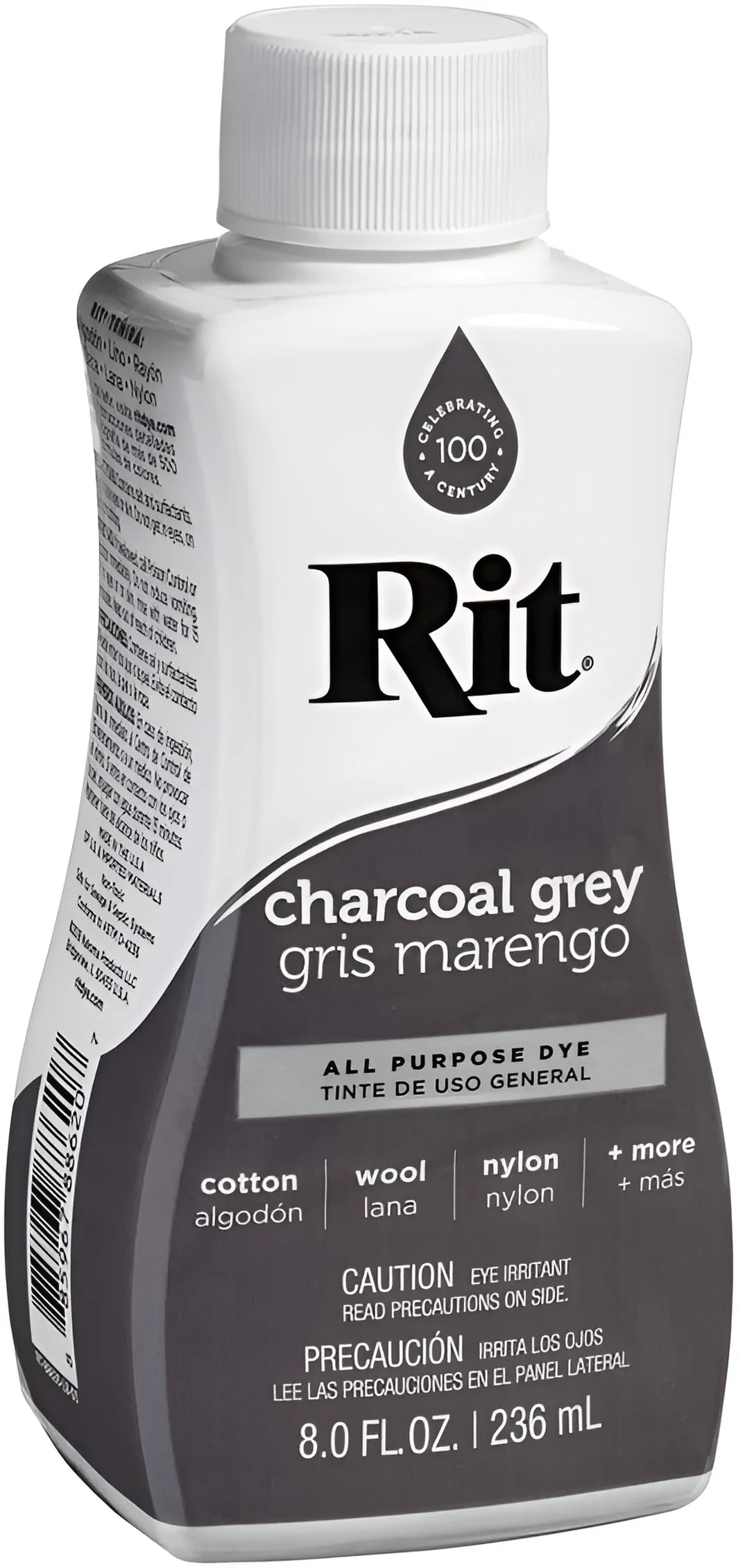 Rit All-Purpose Permanent Charcoal Grey Liquid Dye for Cotton, 8 Fl Oz