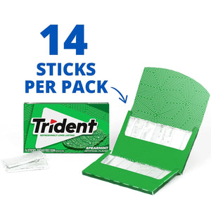 Trident Sugar Free Gum, Spearmint, 3 Packs of 14 Regular Size Pieces (42 Total Pieces)