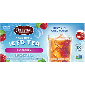 Celestial Seasonings Cold Brew Raspberry Black Iced Tea Bags, 18 Count