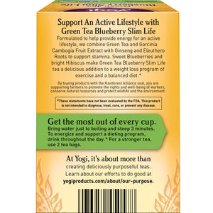 Yogi Tea Green Tea Blueberry Slim Life, Organic Green Tea Bags, 16 Count