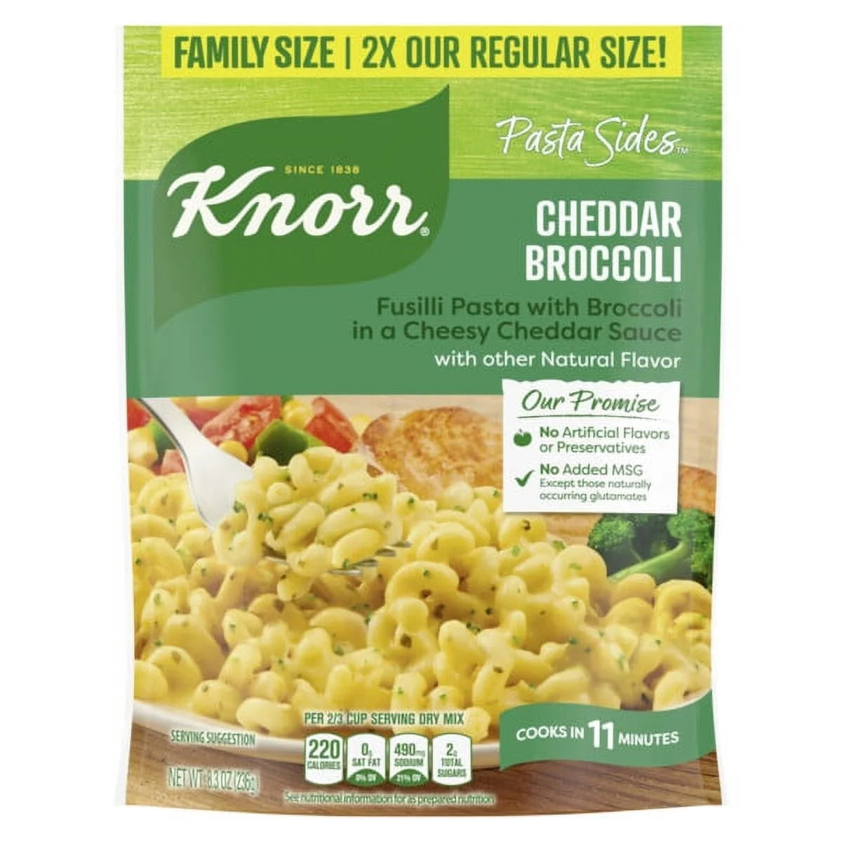 Knorr Pasta Sides Cheddar Broccoli Family Size, 8.3 Oz Pouch
