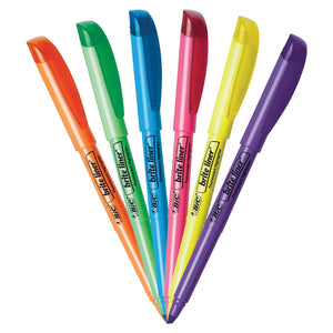 BIC Brite Liner Highlighters, Assorted Colors, Chisel Tip, 12-Count Pack
