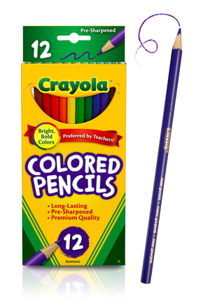 Crayola Colored Pencil Set, 12 Ct, Back to School Supplies for Kids, Classroom Supplies, Teacher Gift