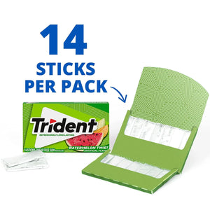 Trident Sugar Free Gum, Watermelon, 3 Packs of 14 Regular Size Pieces (42 Total Pieces)