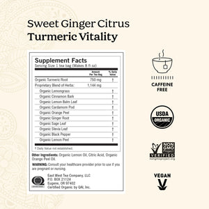 Yogi Tea Sweet Ginger Citrus Turmeric Vitality, Herbal Tea Bags, 16 Count