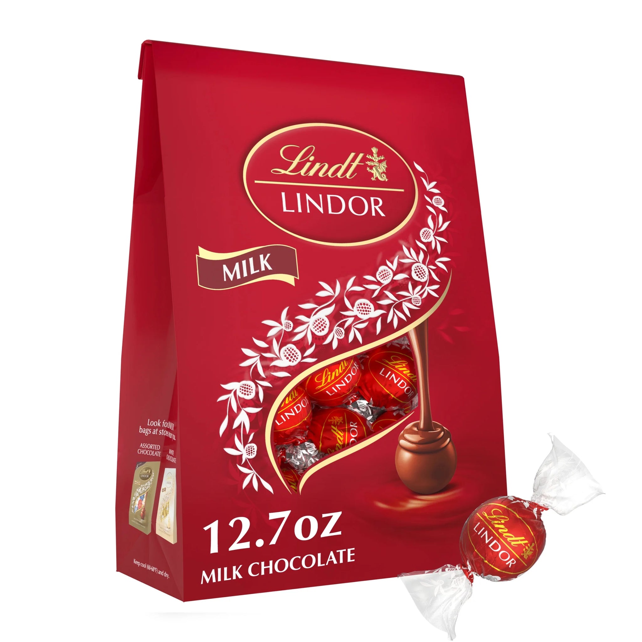 Lindt LINDOR Milk Chocolate Candy Truffles, 12.7 Oz. Bag