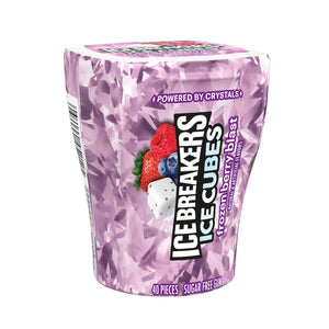 ICE BREAKERS Ice Cubes Frozen Berry Blast Sugar Free Chewing Gum Bottle, 3.24 Oz (40 Pieces)