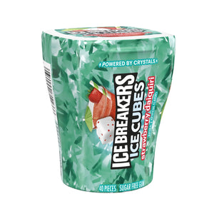 (3 Pack) Ice Breakers Ice Cubes Strawberry Daiquiri Flavored Sugar Free Chewing Gum, Bottle 3.24 Oz, 40 Pieces