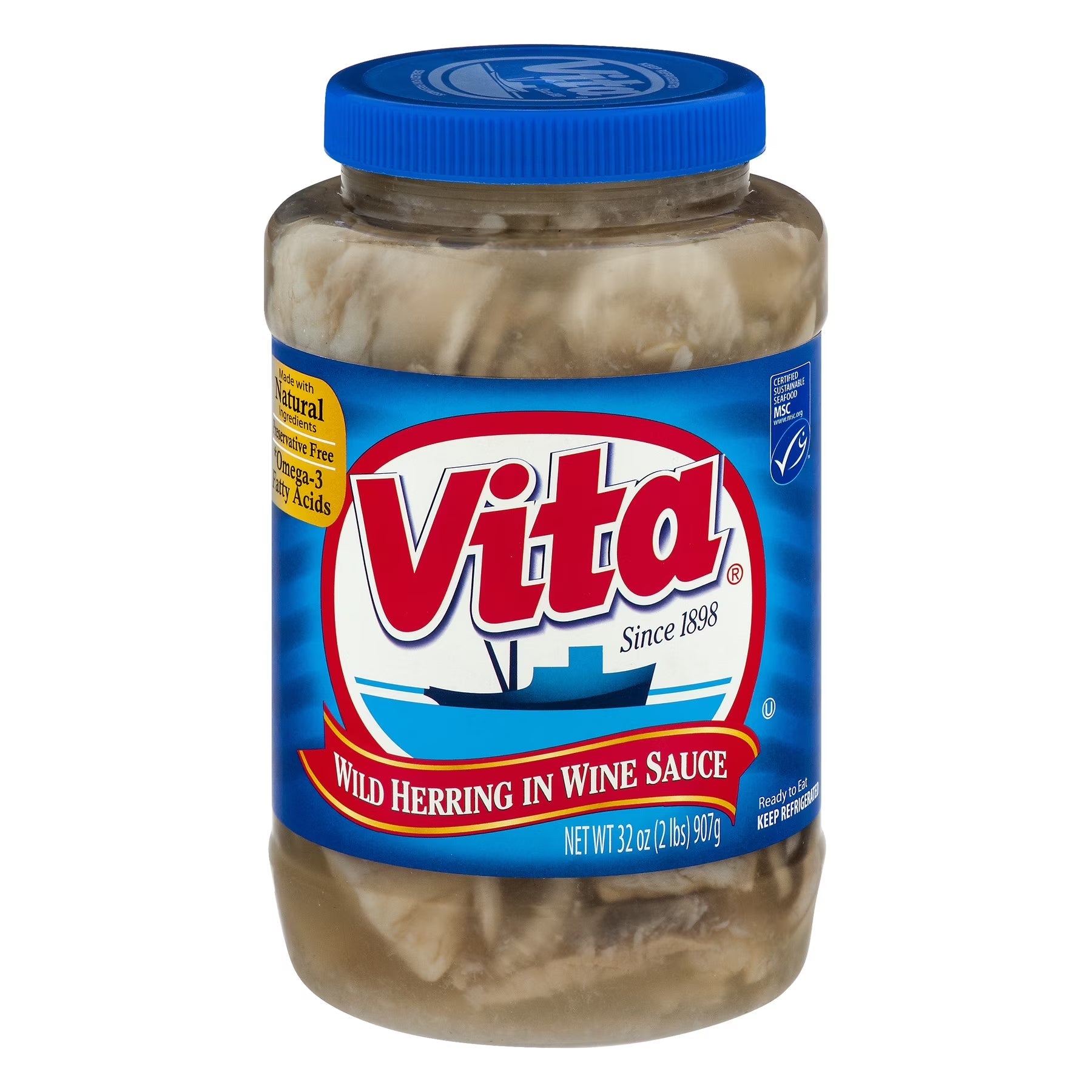 Vita Classic Herring in Wine Sauce, 2 Lb., Gluten-Free, 7G Protein/Serving