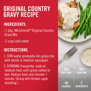 Mccormick No Artificial Flavors Original Country Gravy Mix, 2.64 Oz Envelope