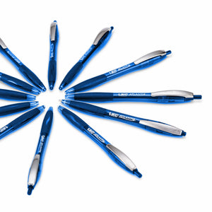 BIC Glide Black Retractable Ballpoint Pens, Medium Point (1.0Mm), 12-Count, Blue