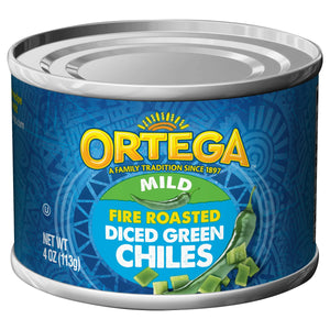 Ortega Fire Roasted Mild Diced Green Chiles, Kosher, 4 Oz (Canned)