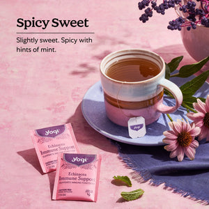 (2 Pack) Yogi Tea Echinacea Immune Support, Organic Herbal Tea Bags, 16 Count