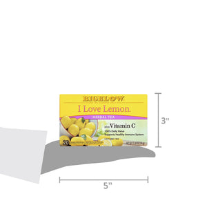 Bigelow I Love Lemon with Vitamin C Herbal Tea, 24 Count, 1.53 Oz